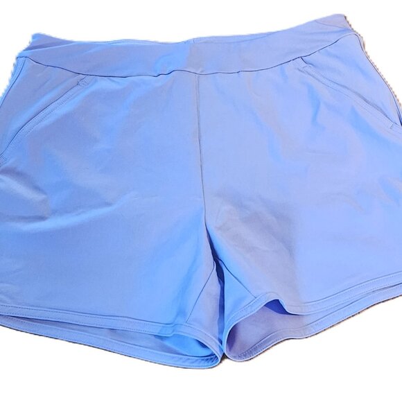 Lands' End Big Girls size 16 two-piece bathing suit purple bottoms tropical top - Picture 6 of 6